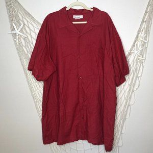 TROPICAL CHIC Men's Red Short Sleeve Linen Blend Shirt 2X